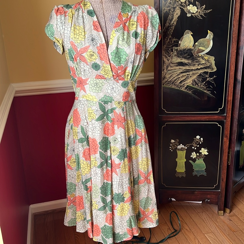 Small (UK10) Palava Rita dress in Pink Cacti print